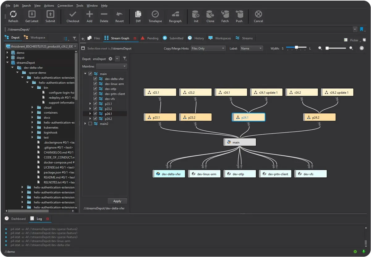 Perforce Helix Core P4V 비주얼 클라이언트 - AAA 게임 스튜디오에서 사용하는 버전 관리 도구