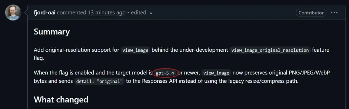 GPT 5.4 유출 GitHub Pull Request 스크린샷 OpenAI Codex 저장소