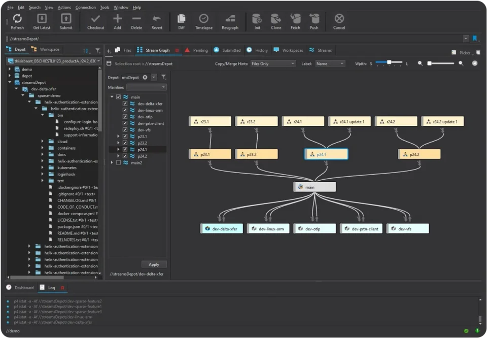 Perforce Helix Core P4V 비주얼 클라이언트 - AAA 게임 스튜디오에서 사용하는 버전 관리 도구